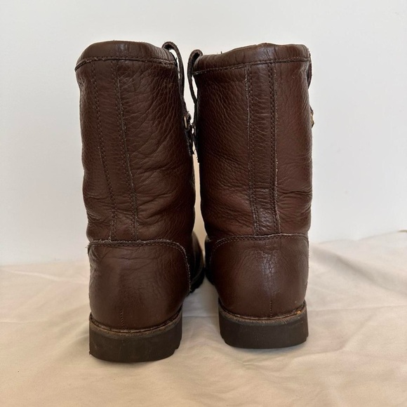UGG Brown Leather Fleece-Lined Mid Calf boots - marked as size 4 fits like 5.5 - Picture 6 of 8